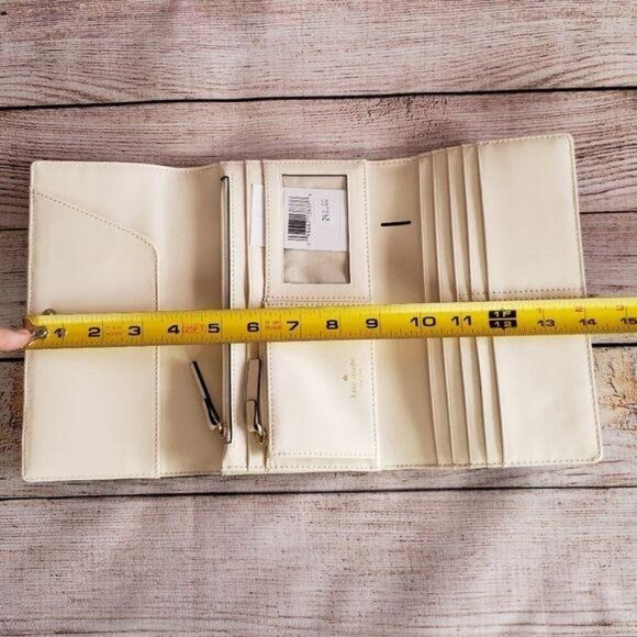 Kate Spade Leather Saffiano Phoenix Mikas Pond Tri-Fold Wallet Color Porcini - Picture 14 of 16